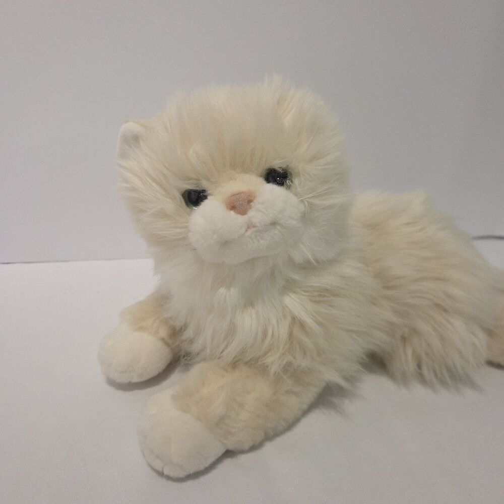TY Classic 2006 Sophisticat Toy Beige Fluffy Cat Stuffed Plush Beanbag Animal